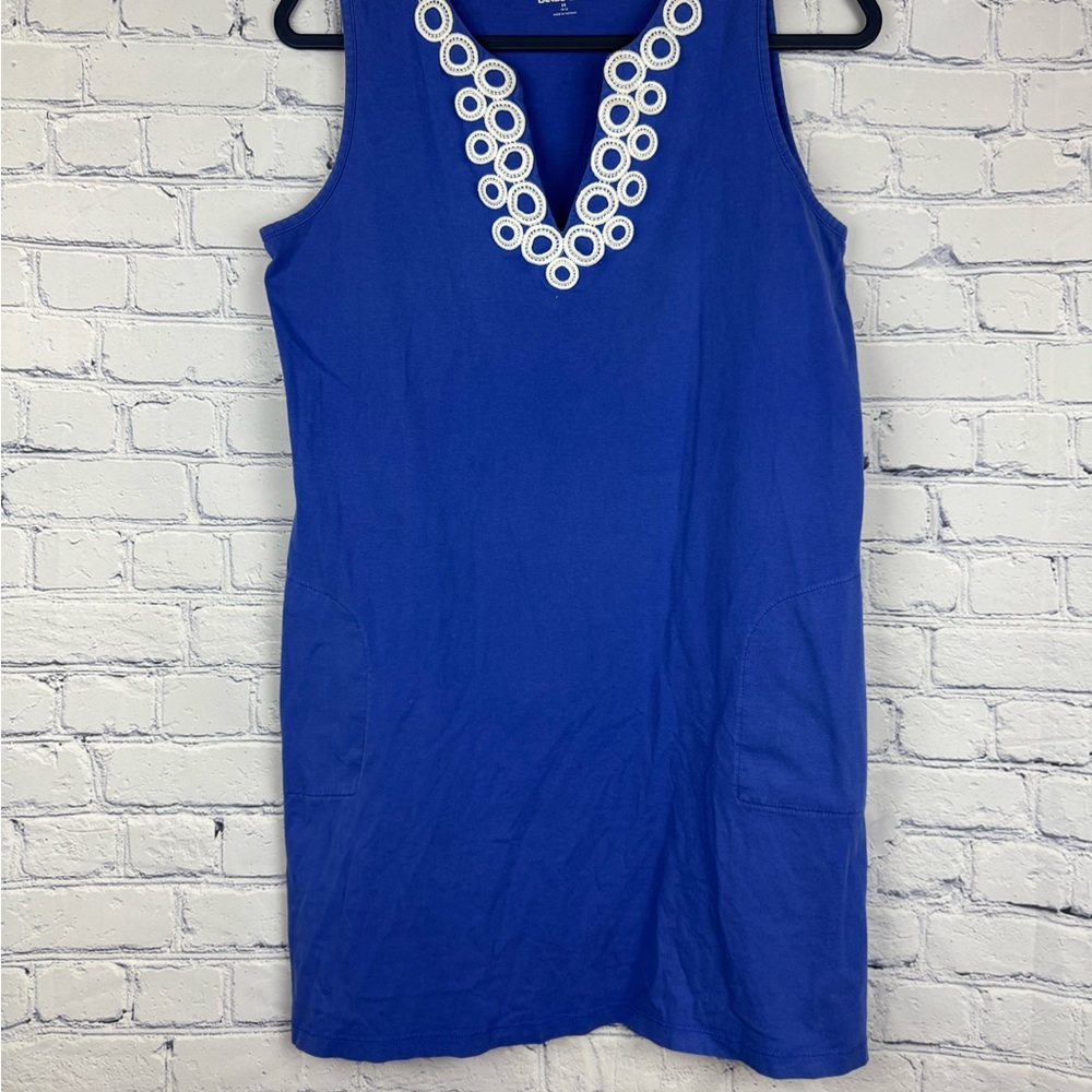 Lands' End Blue Mini Dress with White Accents